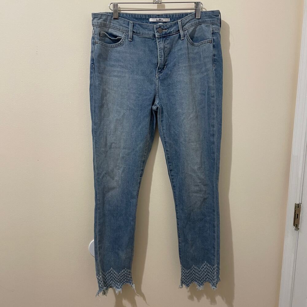 Sam Edelman The Kitten Mid Rise Skinny Ankle Jeans Zig Zag Design Hems Size 31
